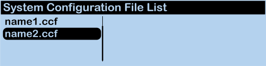 available configuration files list screen
